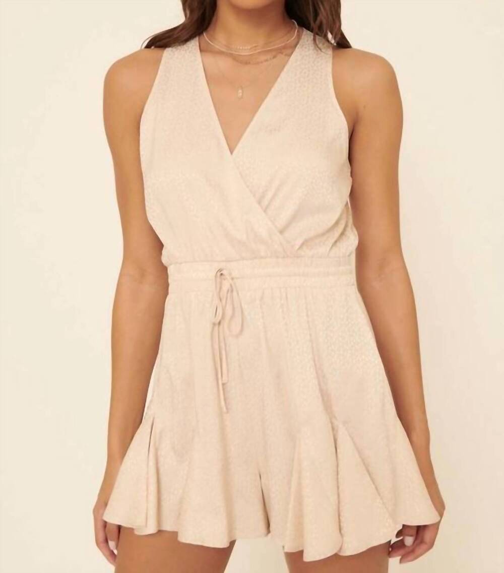 NEW STORIA silky-textured dots romper in beige/nude patterned